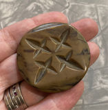 Bakelite / Brown Carved / Coat Button