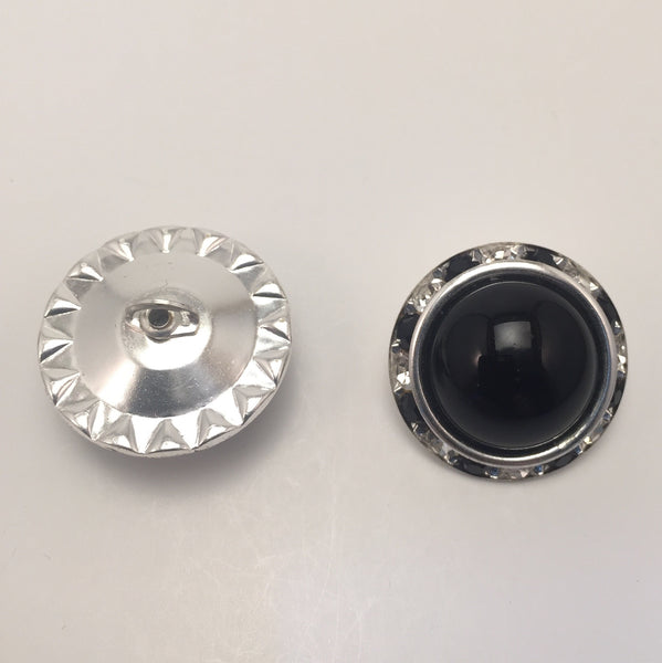 Silver / Jet (Black) Dome / Diamante Border