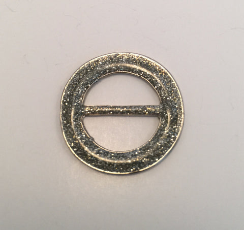 Round Silver & Glitter Buckle - French (2.3cm)