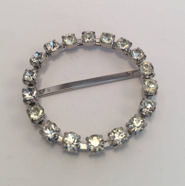 Round Silver & Diamante Buckle (4.2cm)