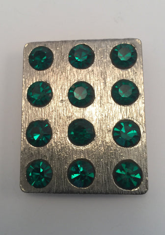Rectangle Silver & Large Green Diamante Buckle (4cmx5cm)