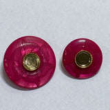 Coloured and etched button / Gold plastic snap shank