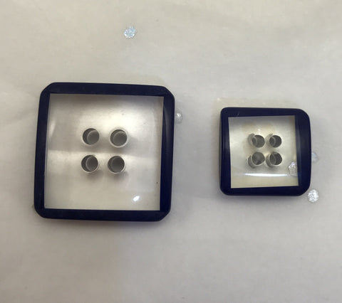 Blue and clear / Square / Blue rim