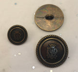 Crest and crown Blazer Button rope edge / Antique Brass /  Matte