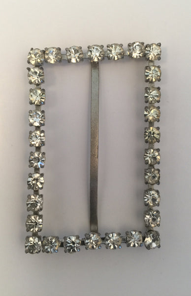 Rectangle Silver & Diamante Buckle (6cmx4cm)