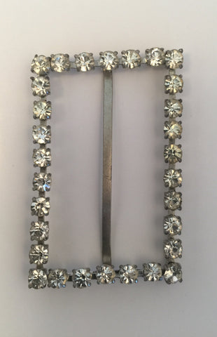 Rectangle Silver & Diamante Buckle (6cmx4cm)