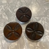 Bakelite / Brown Carved / Coat Button