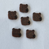 Brown Bear Head / Polyester / 2 Hole