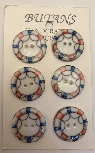 White / Buoy ring (red and blue) / Porcelain (card of 6)