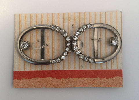 Oval Silver & Diamante Buckle (5.8cmx2.1cm)