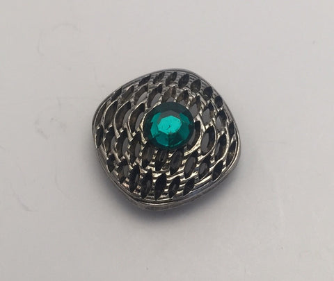 Gunmetal with Green Diamante / Square / Mesh