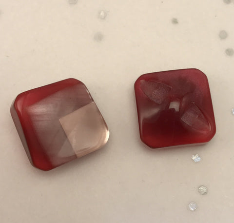 Red Multi-coloured square button / Curved / Shiny