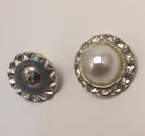 Silver / Diamante Edge / Dome Pearl Centre