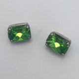 Light Green (silver shank) /  Rectangle  / Crystal