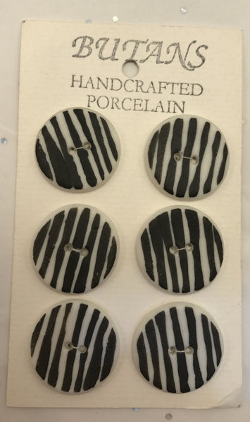 White / Black Stripes / Porcelain (card of 6)