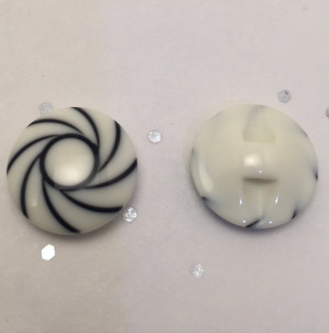 White with black swirled lines / Domed / Shiny